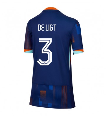 Países Bajos Matthijs de Ligt #3 Segunda Equipación Mujer Eurocopa 2024 Manga Corta